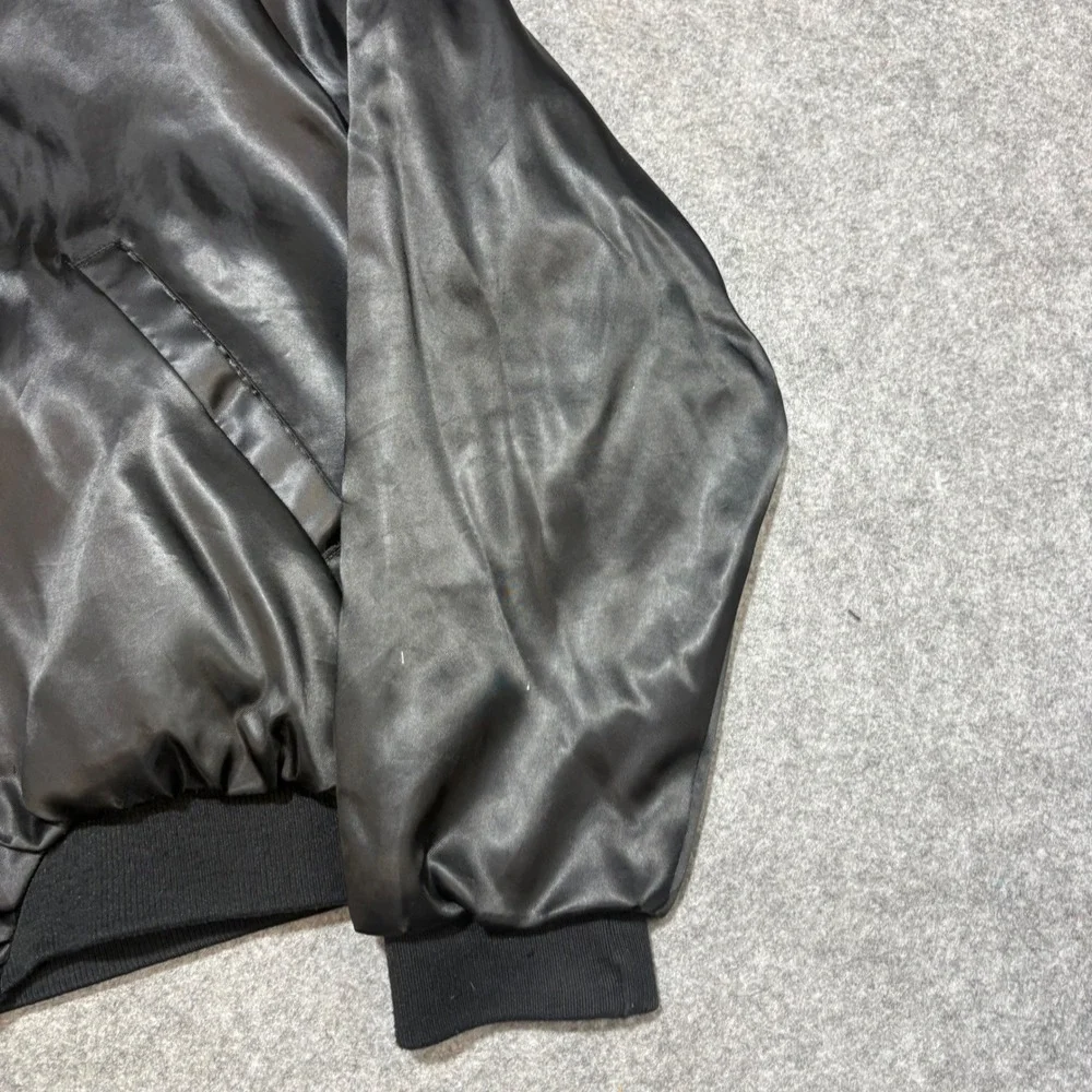 Vintage Aristo Jac Boot Hill Nite Club Satin Bomber Jacket Mens Medium Black USA